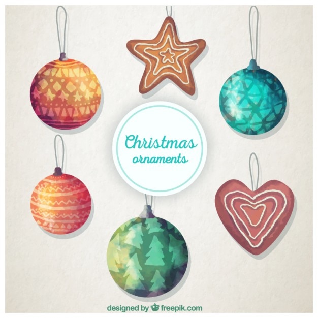 Watercolor christmas ornaments | Premium Vector