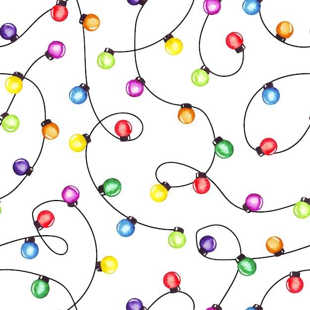 Premium Vector Watercolor Christmas Party Lights Garland Colorful