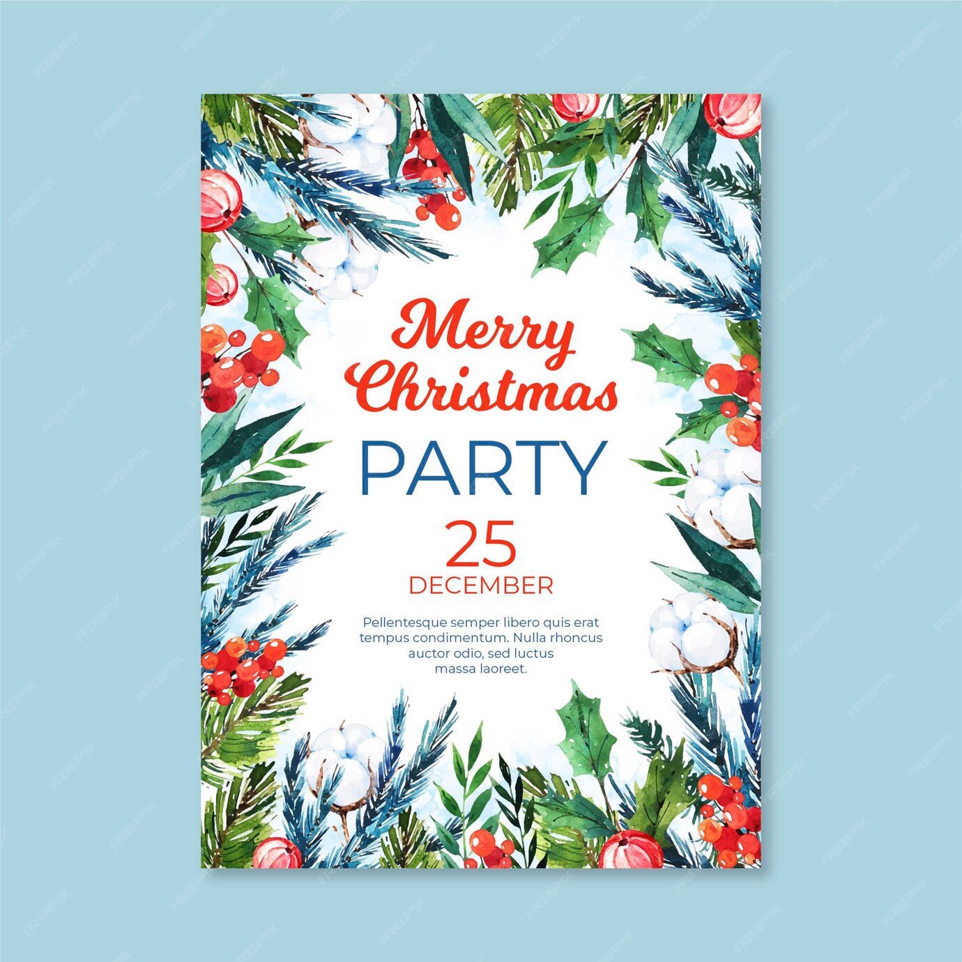 free-vector-watercolor-christmas-party-poster-template