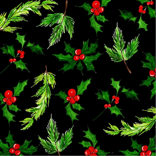 Watercolor christmas pattern background Vector | Premium Download