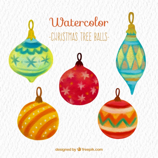 Download Free Vector | Watercolor christmas tree balls