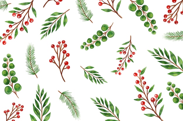 Download Watercolor christmas tree branches background Vector ...