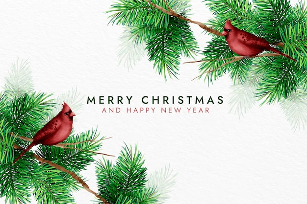 Download Free Vector | Watercolor christmas tree branches background