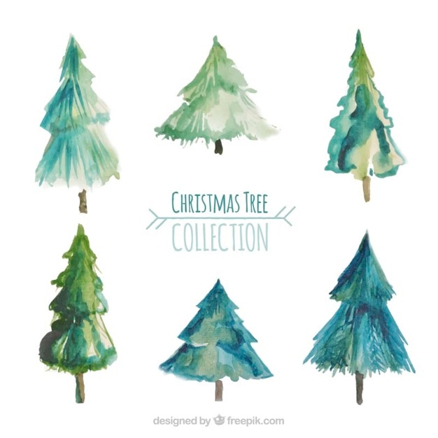 Download Watercolor Christmas Tree Collection Vector | Free Download