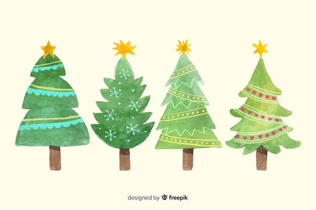 Download Watercolor christmas tree collection Vector | Free Download