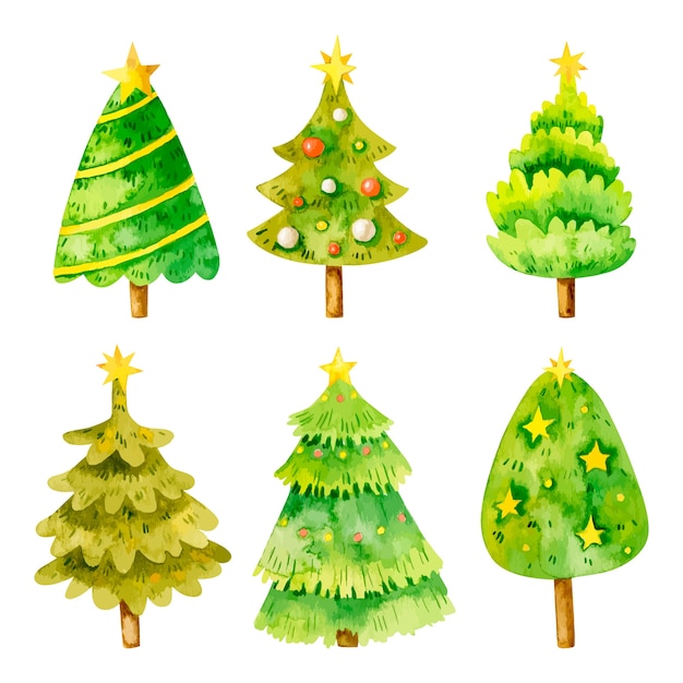 Download Watercolor christmas tree collection | Free Vector