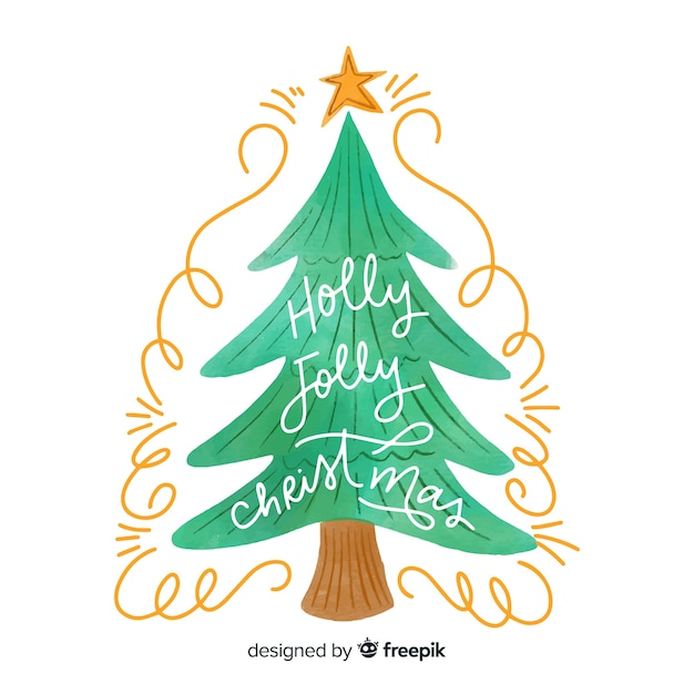 Download Watercolor christmas tree in flat design Vector | Free Download