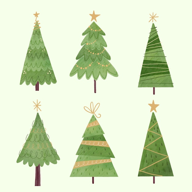 Premium Vector | Watercolor christmas trees collection