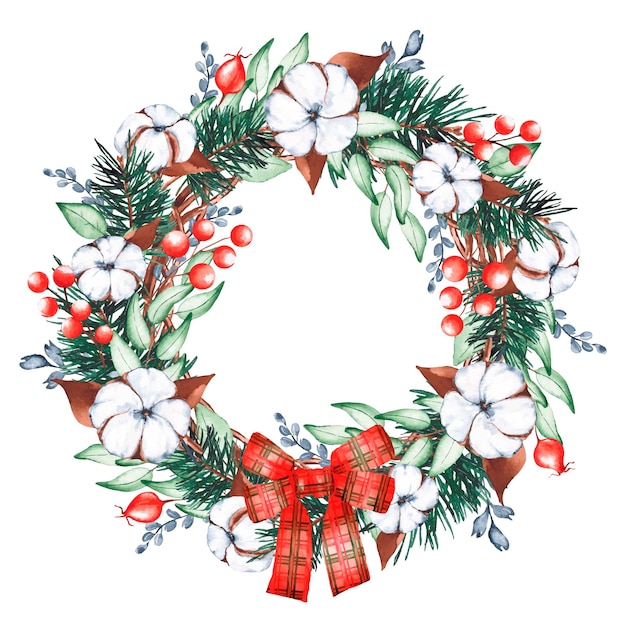 Download Watercolor christmas wreath concept Vector | Free Download