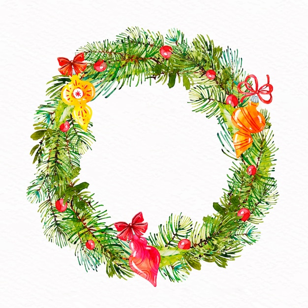 Watercolor christmas wreath concept Vector | Free Download