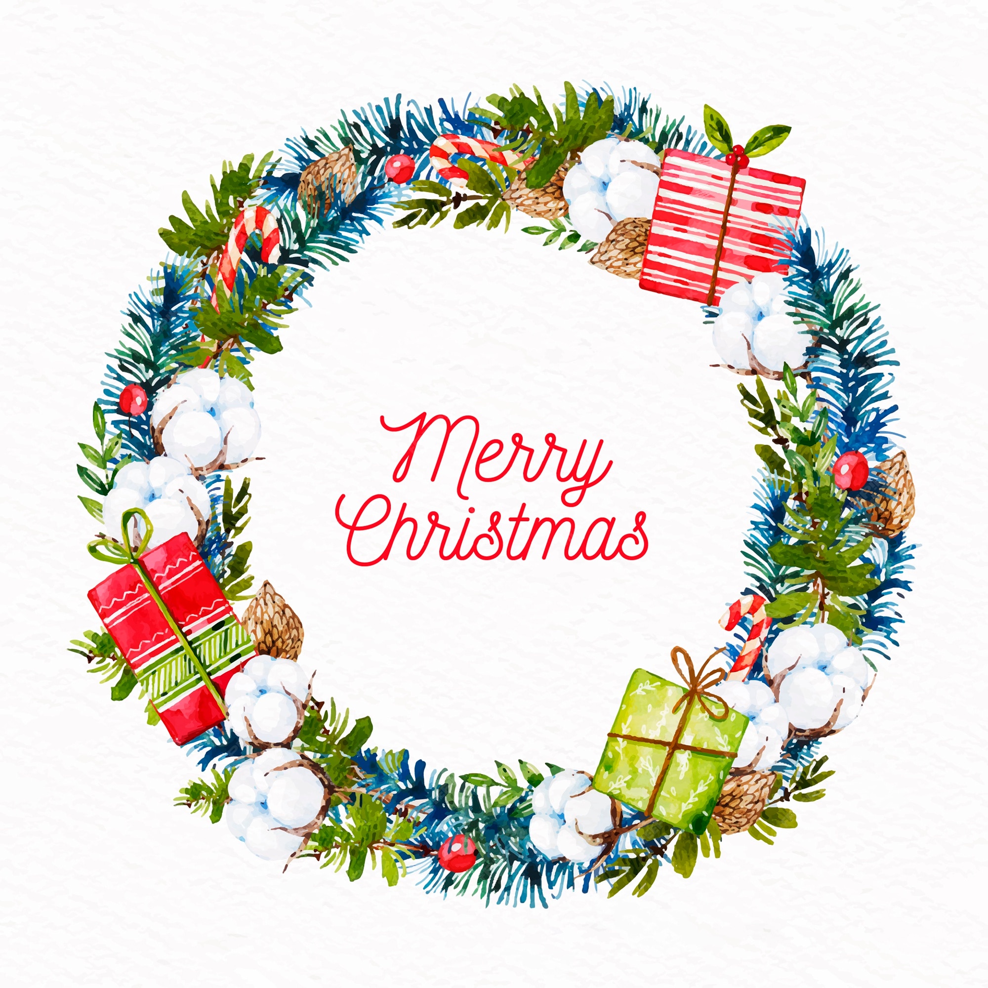 Free Vector | Watercolor christmas wreath concept