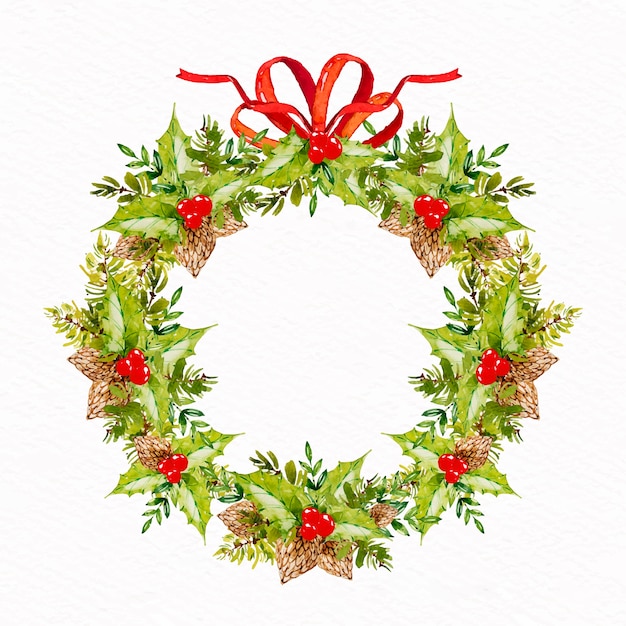 Free Vector | Watercolor christmas wreath concept
