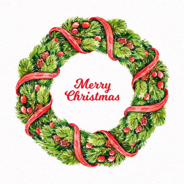 Free Vector Watercolor Christmas Wreath Concept