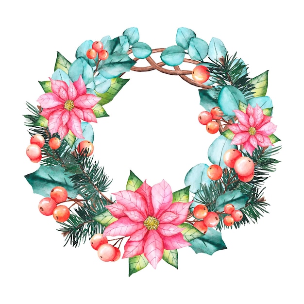 Download Watercolor christmas wreath concept Vector | Free Download