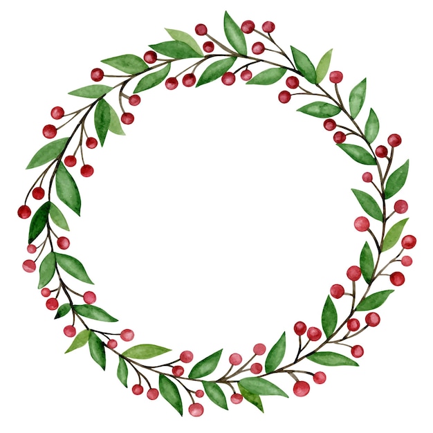 Premium Vector Watercolor Christmas Wreath Illustration