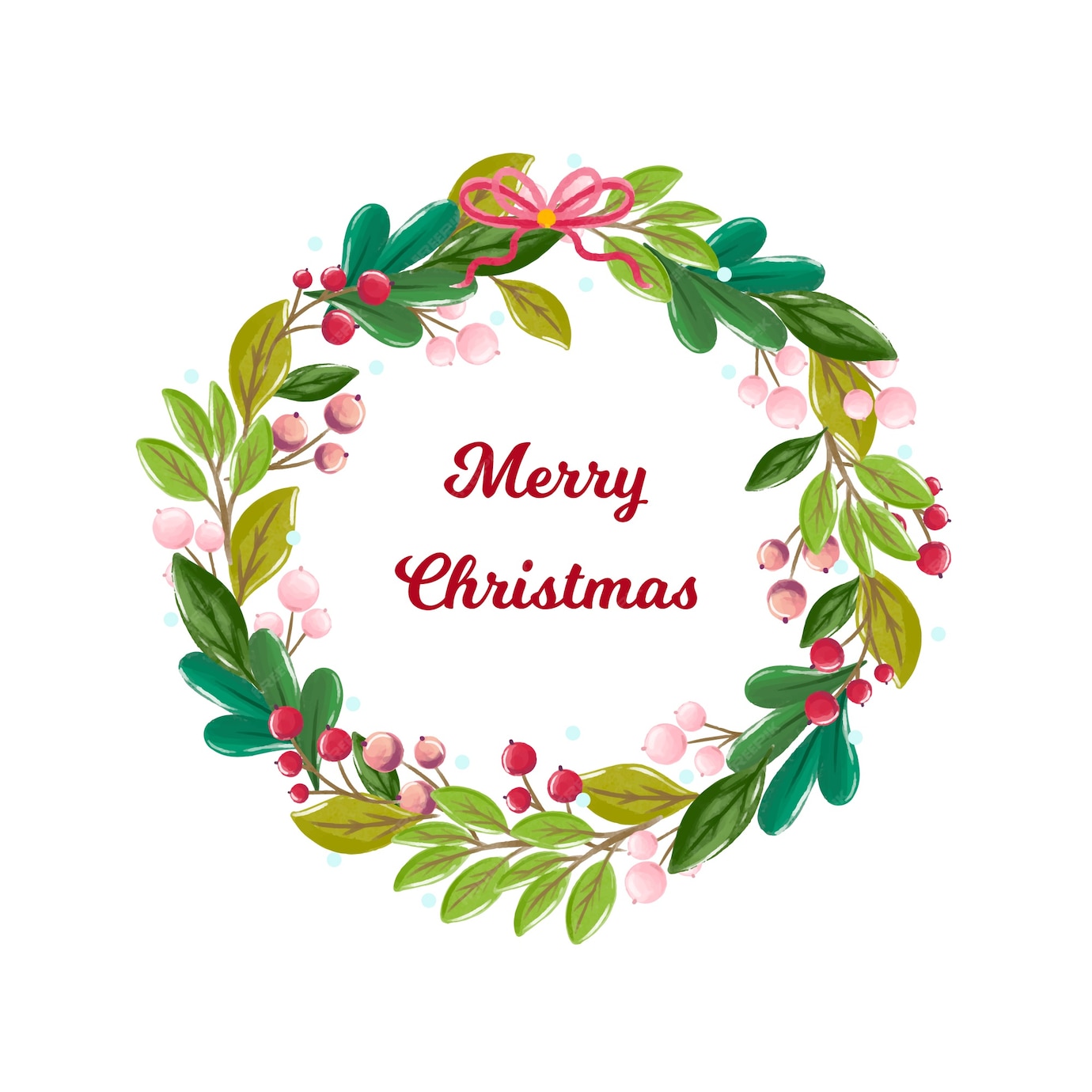 Free Vector | Watercolor christmas wreath with greeting