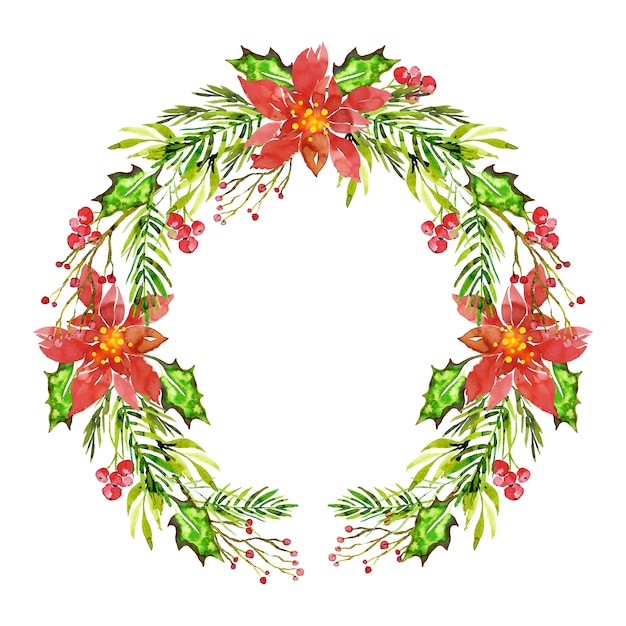 Download Watercolor christmas wreath Vector | Free Download