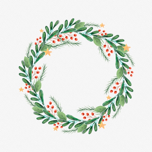 Free Vector Watercolor Christmas Wreath