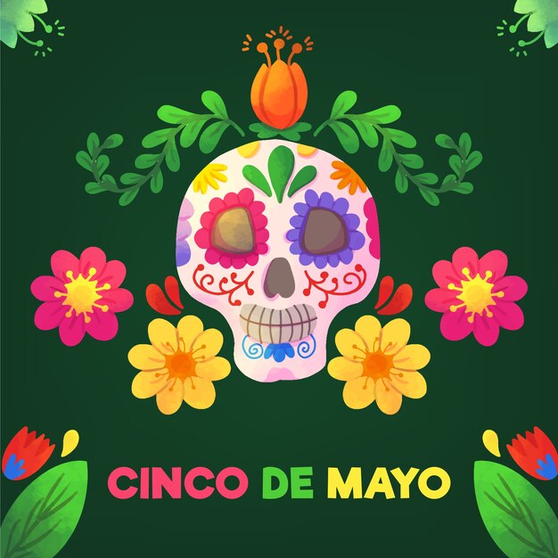 Free Vector | Watercolor cinco de mayo