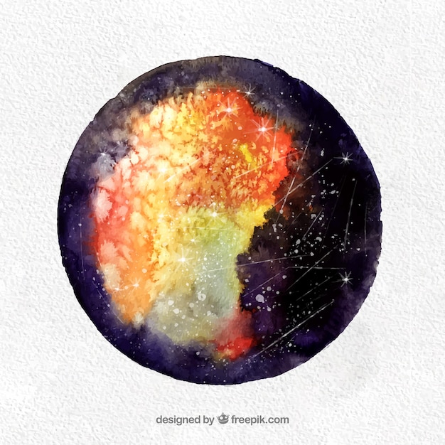 Download Watercolor circle background with stars | Free Vector
