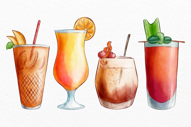 Free Vector Watercolor Cocktail Collection