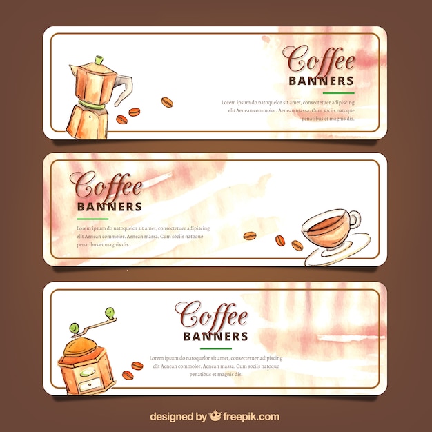 Watercolor coffee banners