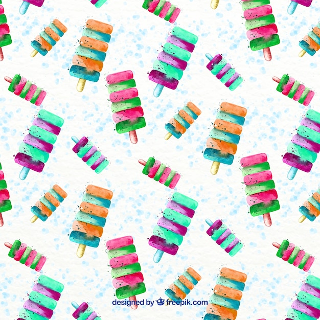 Watercolor colored ice-cream pattern