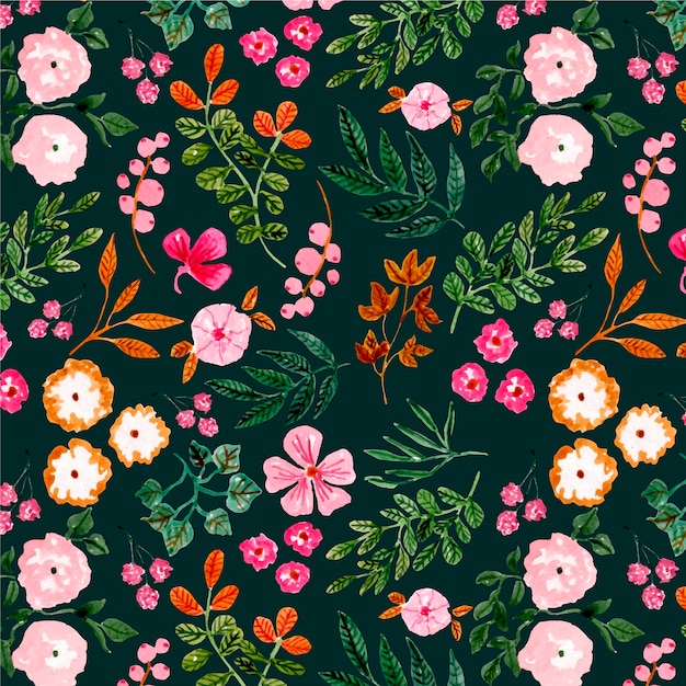 Free Vector | Watercolor colorful flowers seamless pattern