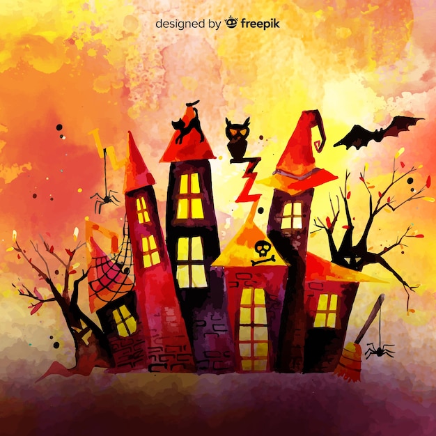 Download Watercolor colorful halloween background Vector | Free ...