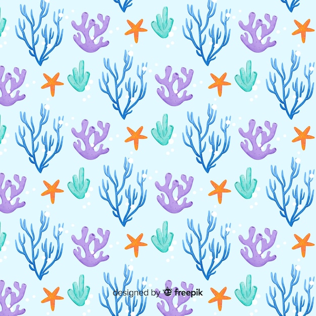 Download Watercolor coral pattern | Free Vector