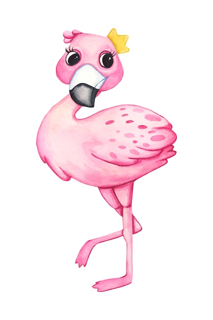 Download Watercolor cute baby flamingo. | Premium Vector
