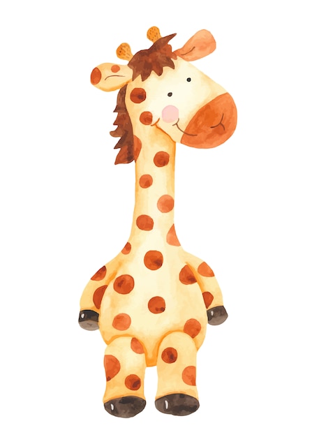 Premium Vector | Watercolor cute cartoon giraffe toy clipart