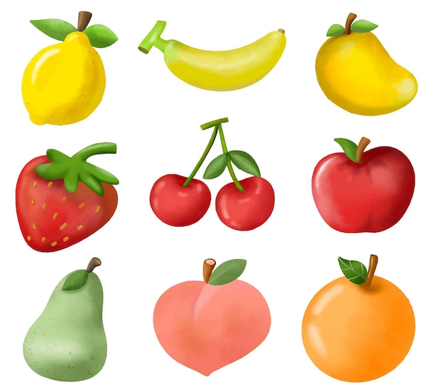 Premium Vector | Watercolor cute fruits vector collection