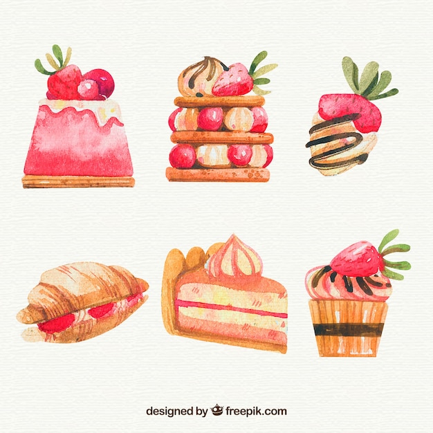 watercolor dessert illustrations free download