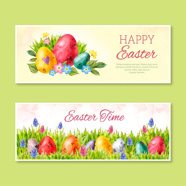 Watercolor easter banner Free Vector