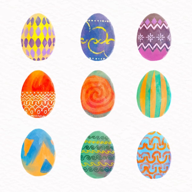 Free Vector | Watercolor easter day egg collection