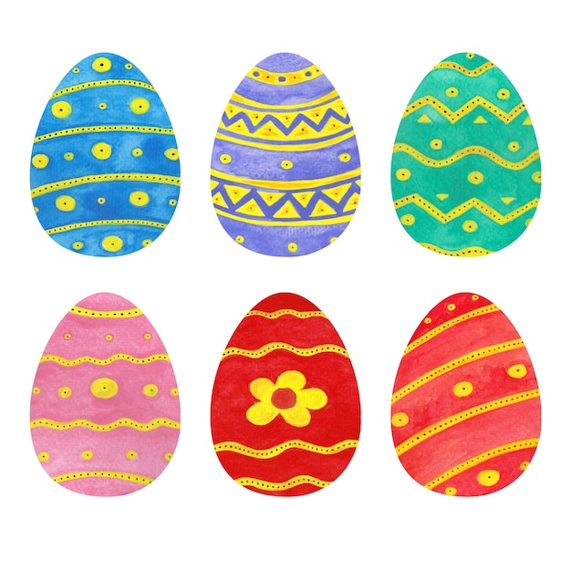 Free Vector | Watercolor easter day egg collection