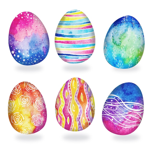 Watercolor easter egg collection Free Vector