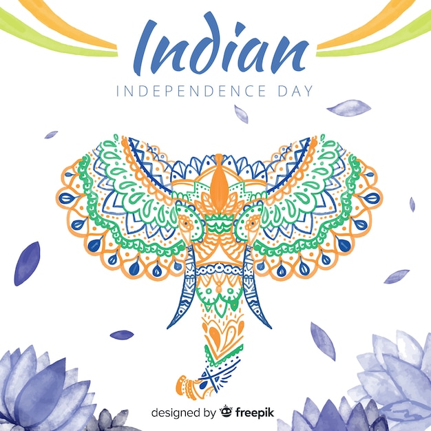 Download Free Vector | Watercolor elephant india independence day background