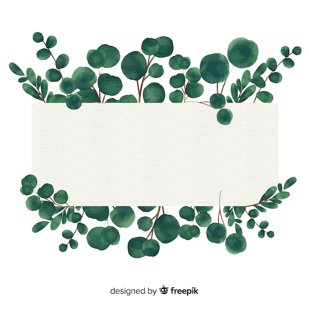 Free Vector | Watercolor eucalyptus banner with blank banner