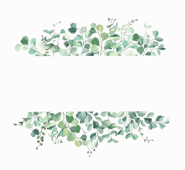 Watercolor eucalyptus leaves frame. | Premium Vector