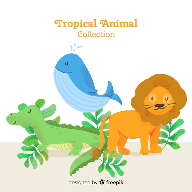 Download Watercolor exotic tropical animal collection Vector | Free Download