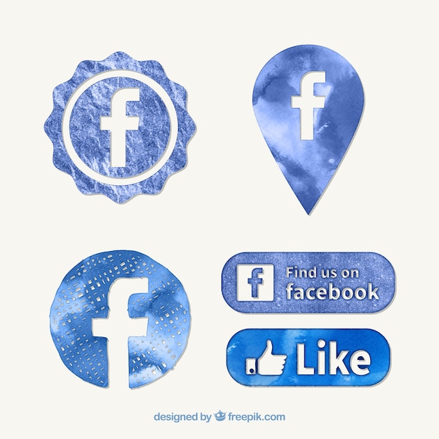 Watercolor Facebook Icons Free Vector