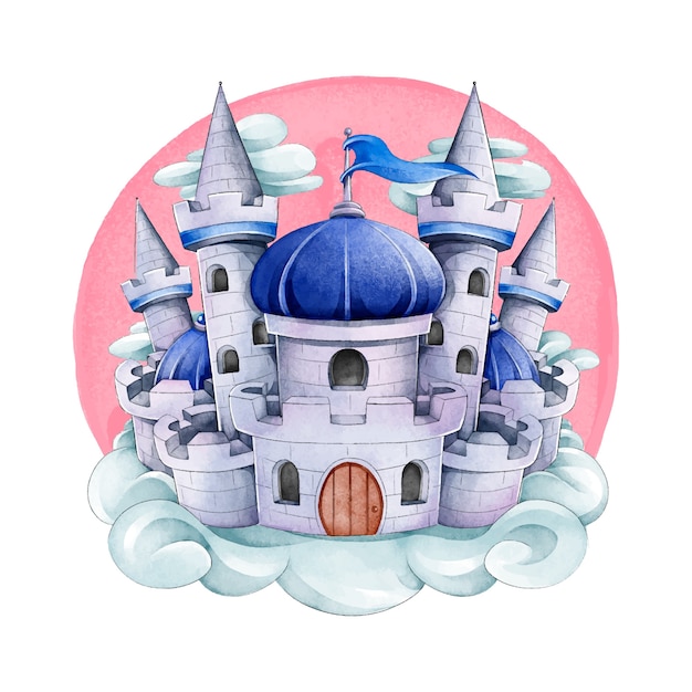 Download Watercolor fairytale castle | Free Vector