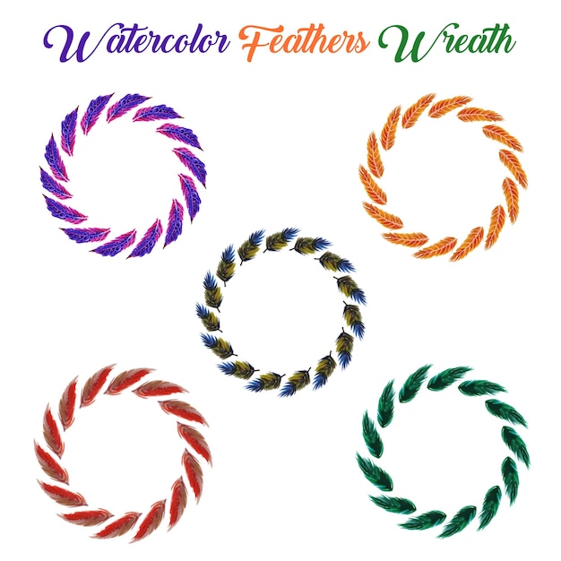 Download Watercolor feathers wreath Vector | Free Download