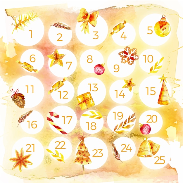 Free Vector Watercolor festive advent calendar