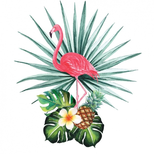 Download Watercolor flamingo decorative design | Free Vector