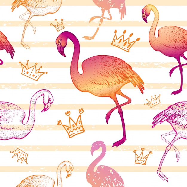 Download Watercolor flamingo seamless pattern | Premium Vector