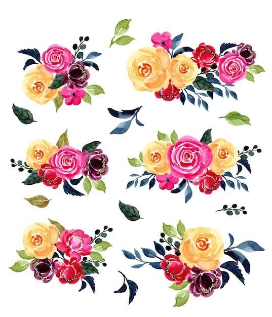 Download Watercolor floral arrangement collection Vector | Premium ...