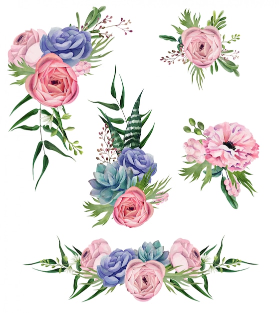 Download Watercolor floral arrangement, hand drawn | Premium Vector